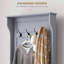 Arbre d'entrée 28 po 3-en-1 avec banc de rangement, portemanteau avec quatre crochets et rangement pour chaussures, gris