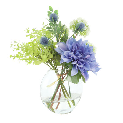 Dahlias and Eucalyptus Centerpiece in Vase
