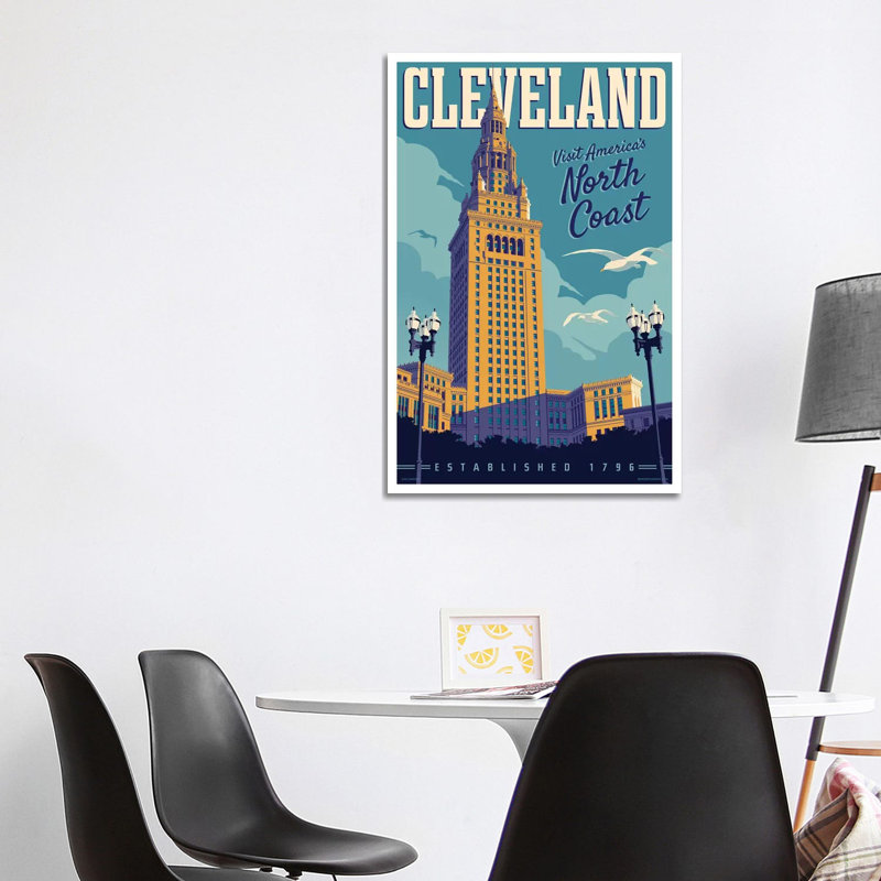 Cleveland Travel Poster by Jim Zahniser - Wrapped Canvas Print, 101.6 cm H x 66.04 cm W x 3.175 cm D