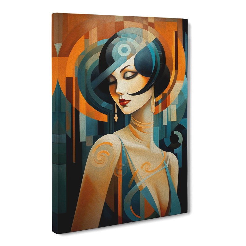 Art Deco Woman Expressionism - Wrapped Canvas Print, 76cm H x 50cm W x 3cm D