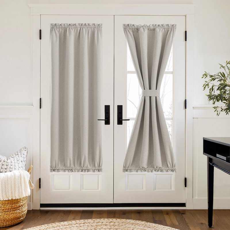  100% Blackout Curtain for Door Window, Privacy Room Darkening Shade Thermal Insulated French Door Curtain with Tie Back, Elegant Home Decoration, 1 Panel