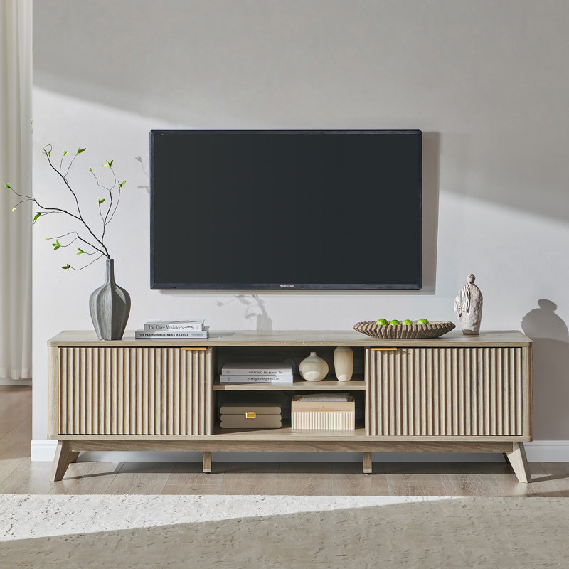 Console média 70 po Mid Century, Aulne gris