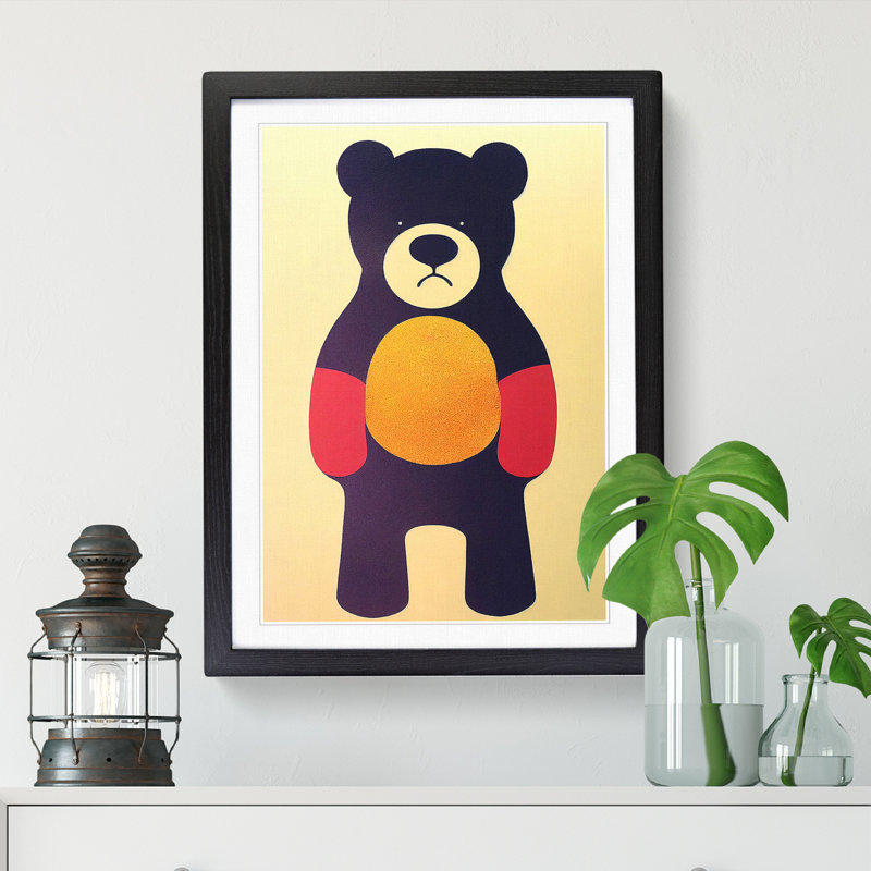 Teddy Bear Mid Century Vol.2 - Single Picture Frame Print, 46cm H x 34cm W x 2cm D, Walnut