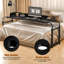 Table de lit sur roulettes, hauteur réglable, style moderne, noir, capacité de poids de 350 lb-126409128-126409129