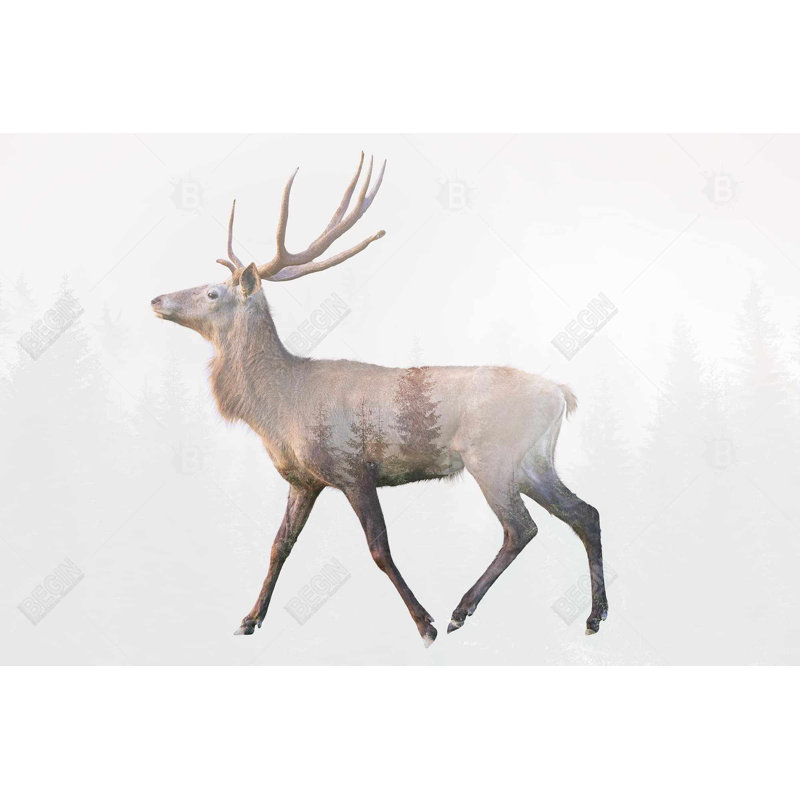 Cerf et forêt | Art mural de chambre à coucher | Nature Home Decor