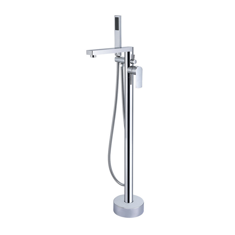 Topcraft Single Handle Freestanding Bathtub Faucet Floor Mount Tub Filler with Handheld Shower, Chrome