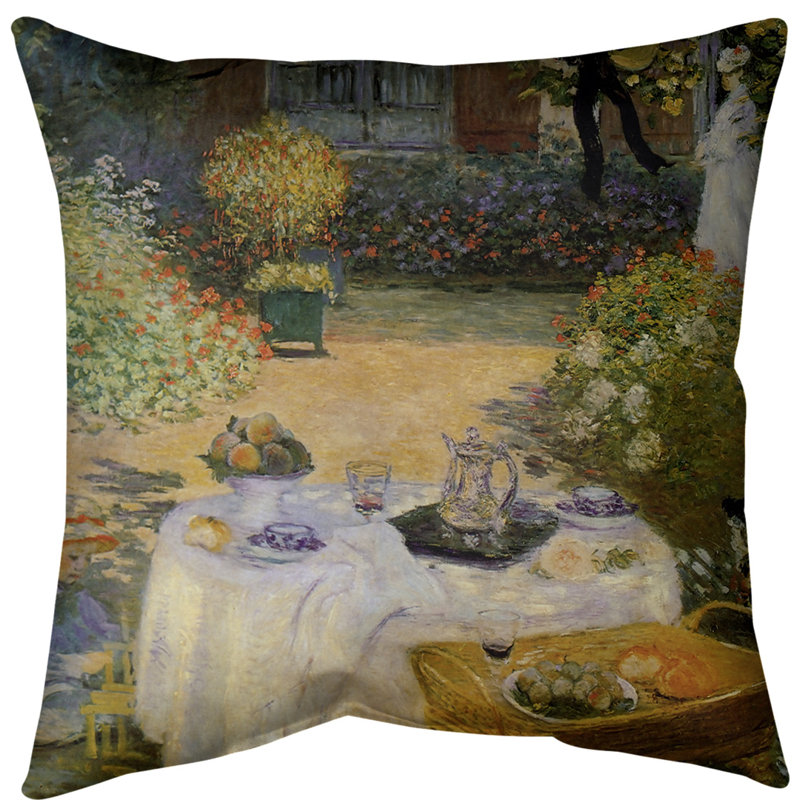 Coussin claude monet the repas, 14 po x 14 po, Simili suède