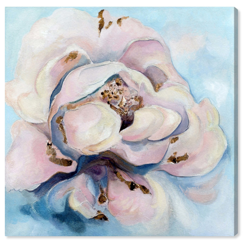 Soft Pastel Flower Canvas Art Print in Light Colors, 12" x 12"