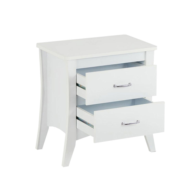 Table de chevet en bois MDF avec 2 tiroirs
