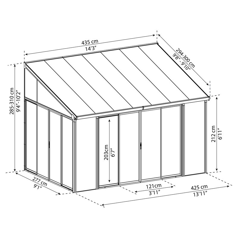 Palram - Canopia SanRemo Metal Patio Gazebo - Gray/Clear, 9.6 Ft W x 14.1 Ft D