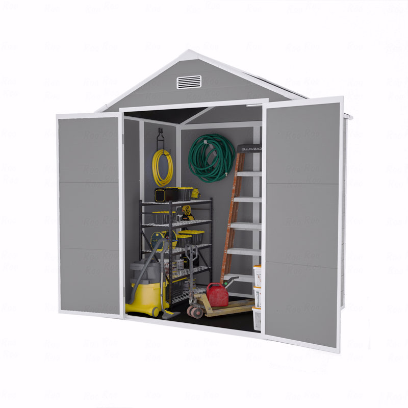 Remise de rangement, matériau PP de haute qualité, structure solide, imperméable, résistante à la rouille et aux rayons UV, grand espace de rangement, panneau de panneau de particules épais de 12 mm, éclairage de fenêtre HD