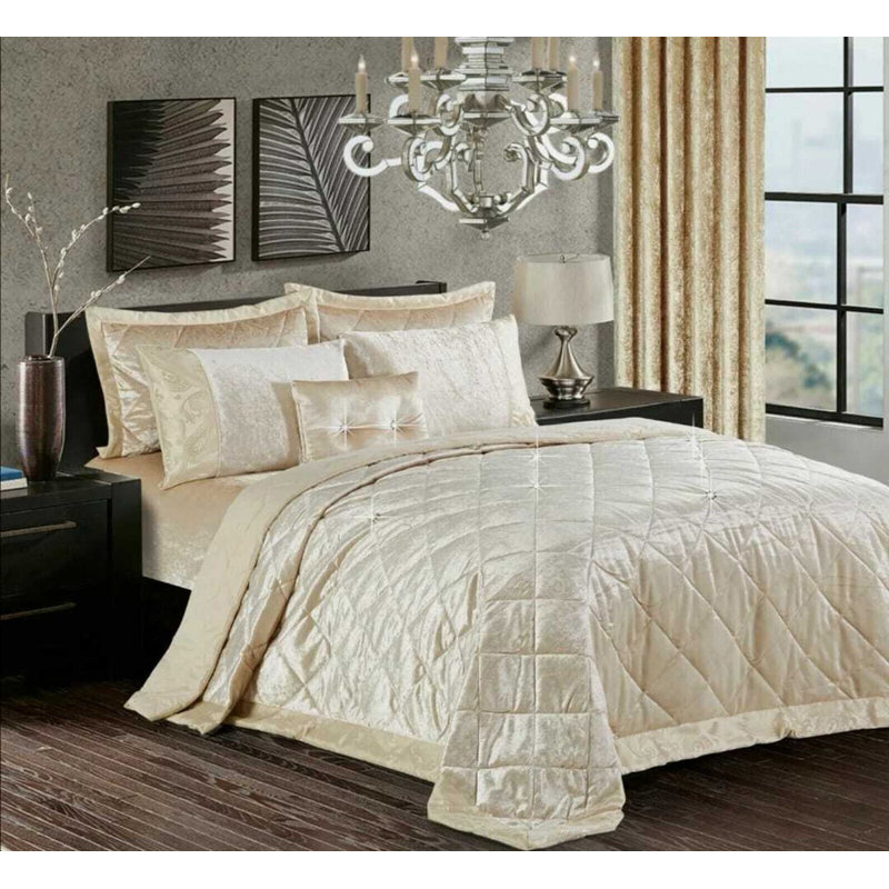 Analey Polyester Solid Colour Bedspread, 255 x 275 cm, Beige