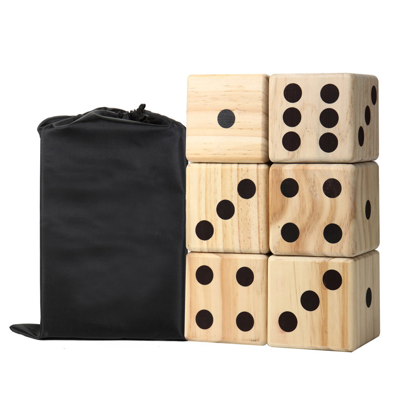 Oversized Outdoor Wooden Dice Set with Heat-Branded Dots