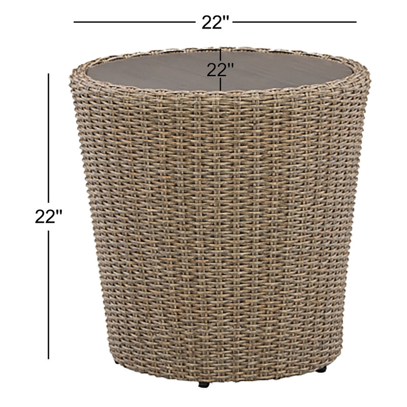 Danson Round Wicker Outdoor Side Table , 22.25'' in. W 22.25'' in. D