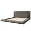 Lit plateforme tapissier de plancher avec tête de lit en bois allongée et tablette de chevet, aucun sommier nécessaire, très grand, gris-1147448069