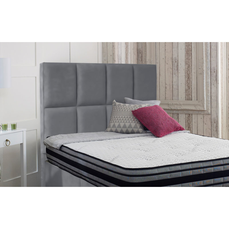 Brancy Upholstered Velvet Headboard, Kingsize (5'), Pebble