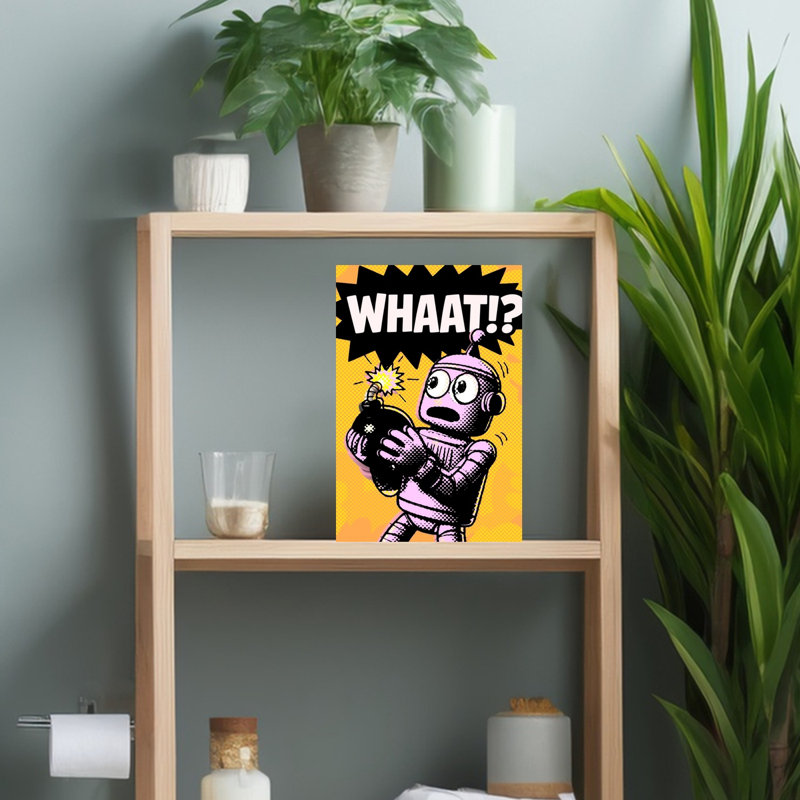 Comic Robot Surprise Retro Abstract Wall Art Print by ERM - Wrapped Canvas Print, 45.72cm H x 30.48cm W