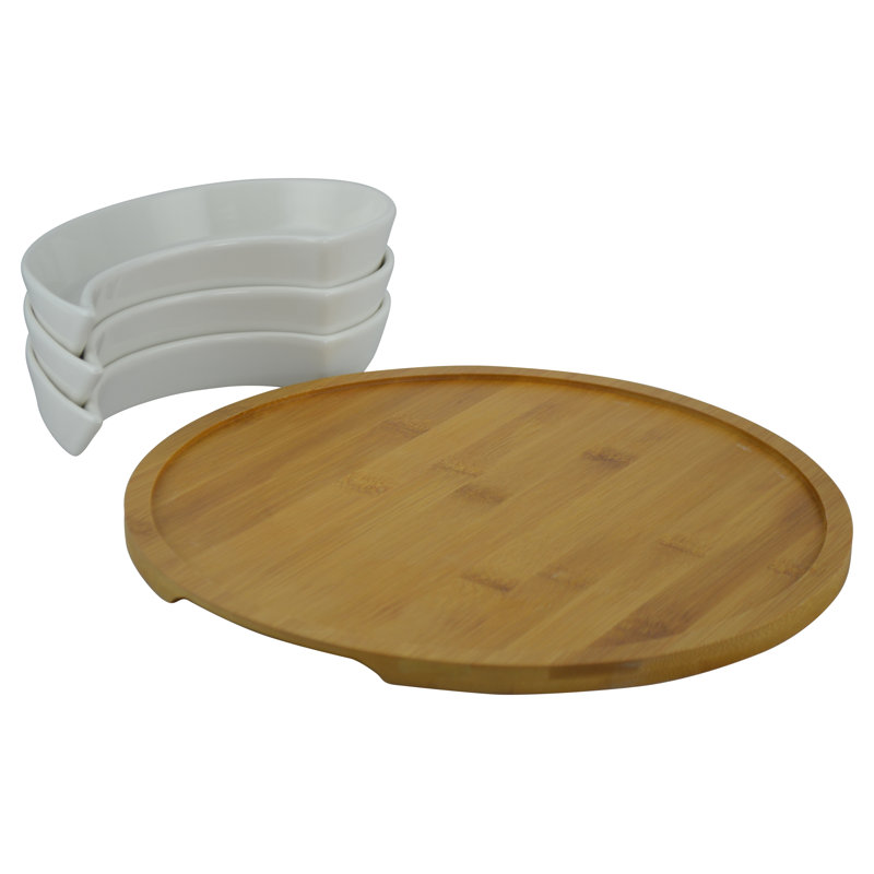 Gott 3 Section Appetizer Server with Bamboo Tray