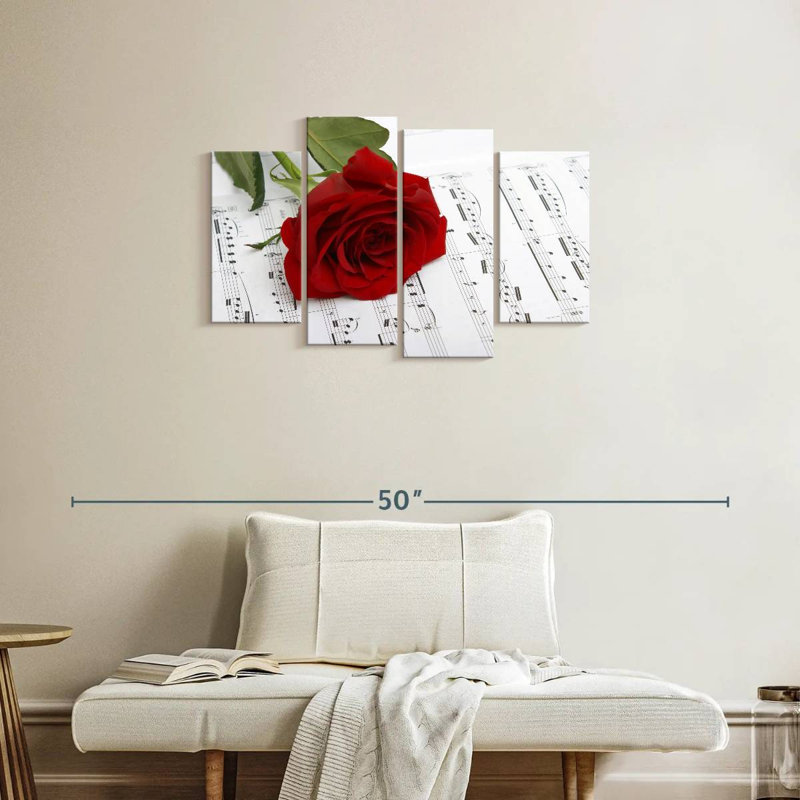 Harnek Rose sur une feuille de musique, H 22 po x l 36 po