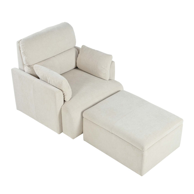 Canapé surdimensionné de 35,03 po avec rangement et repose-pieds, Beige