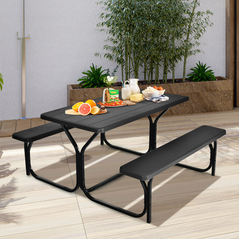 Kutlay 4 - Person Patio Dining Set with Rectangular Table, Black