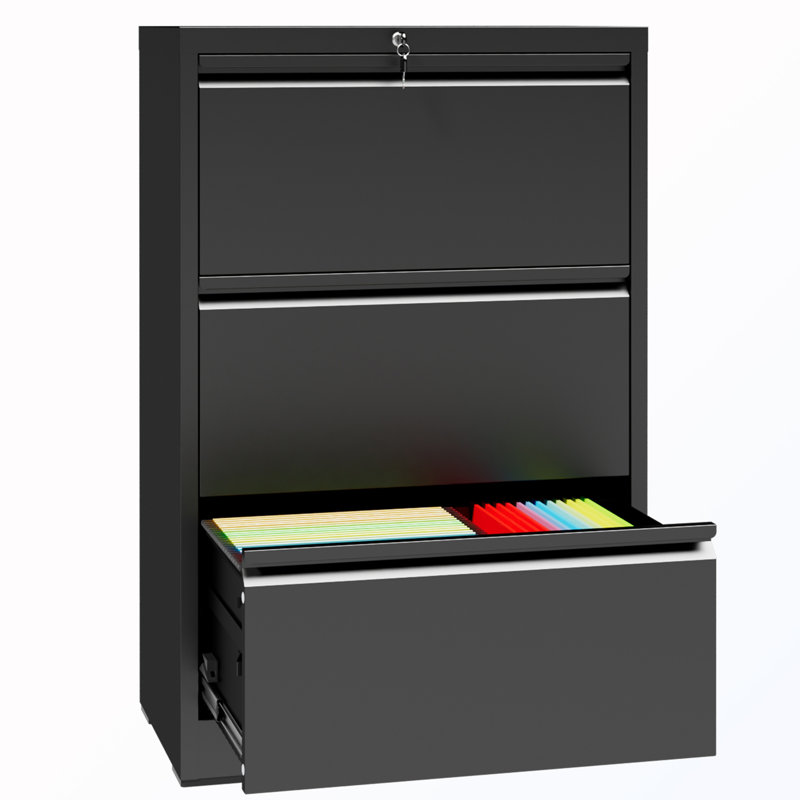 Armoire de rangement de bureau à 3 tiroirs avec serrure