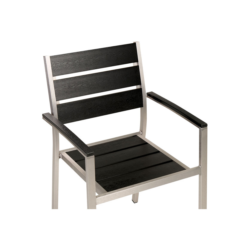 6 - Person Patio Dining Set with Rectangular Table, Silver/Black