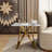 24 Inch White Tempered Glass End Table Set With Gold M-Shaped Base Set Of 2