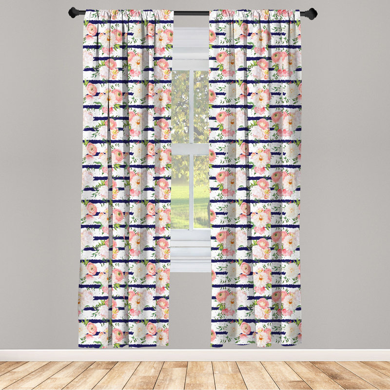 Floral Semi-Sheer Rod Pocket Curtain Panels, 28" x 95"