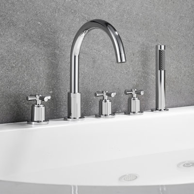 Sorlia Triple Handle Deck-Mount Roman Tub Faucet with Handheld Shower -  Altair, F0624-BTF-PC