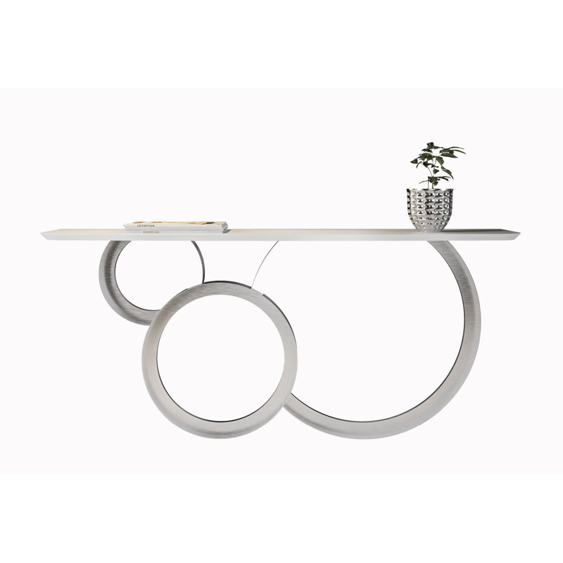 Console 78,74 po, H 31,5 po x l 78,74 po x P 13,78 po, Blanc / argent