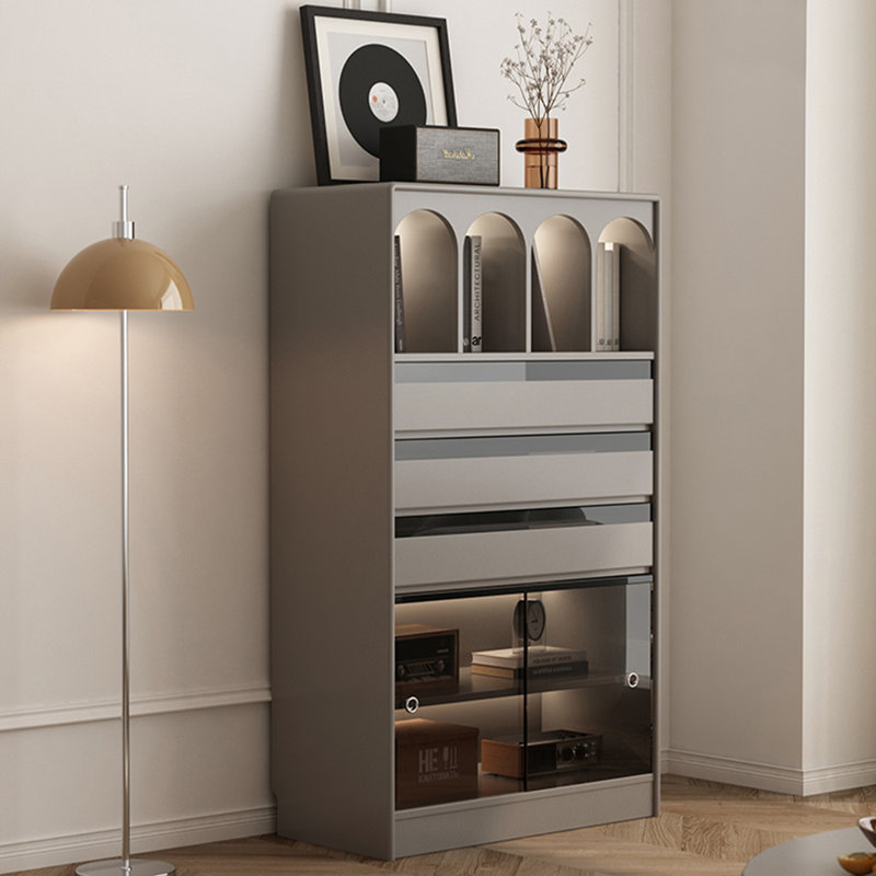 Armoire porte-revues en bois massif, Gris