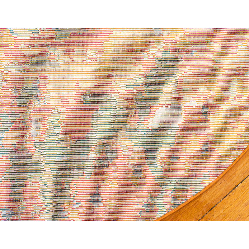 Tapis à motif géométrique coquelicot Meadow, Rond 8 pi