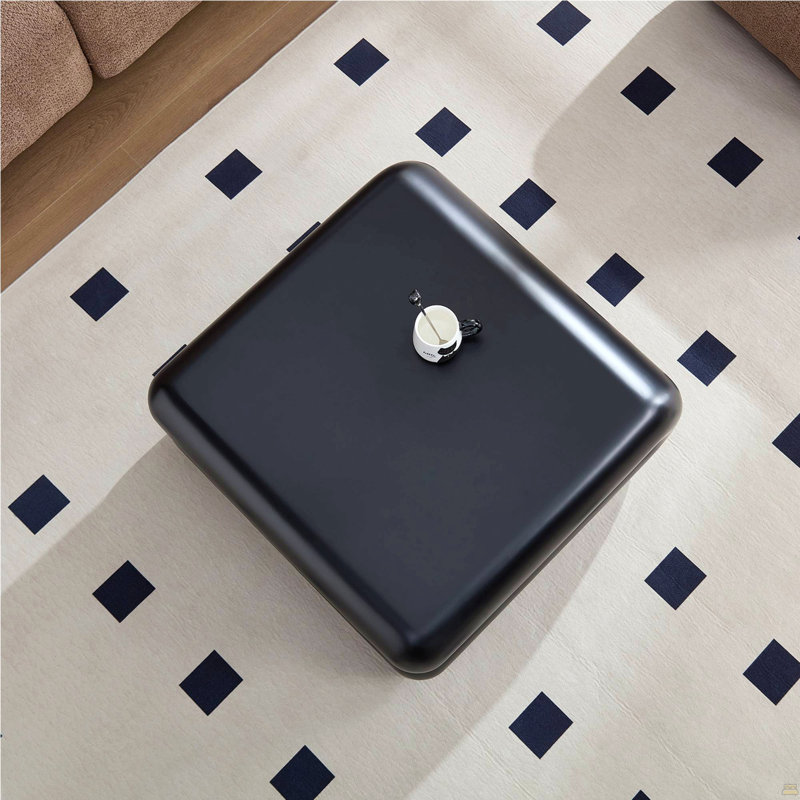 Table ronde moderne de 36 pouces avec base en bois massif et structure en bois massif, Noir