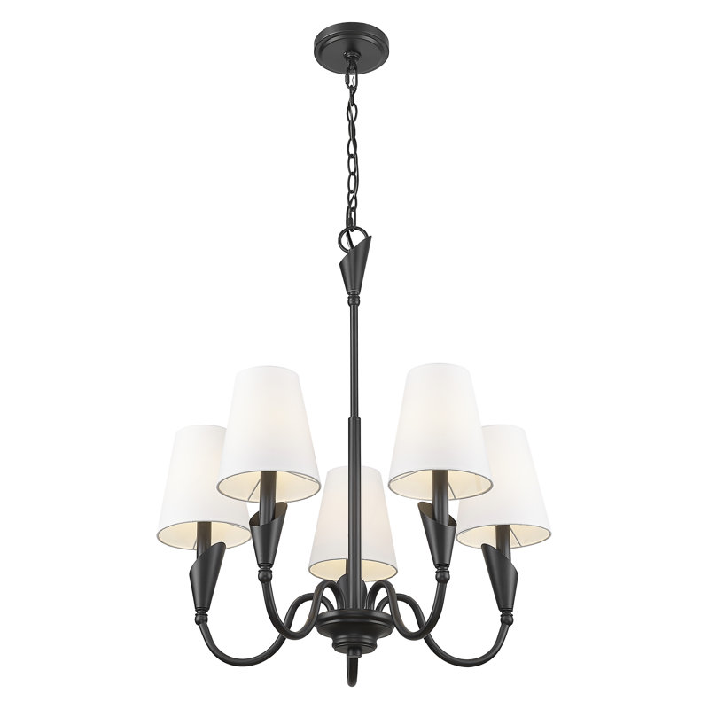 Lustre moderne Elvin, Noir mat, H 28,5 po x l 24 po x P 24 po, 5 lumières