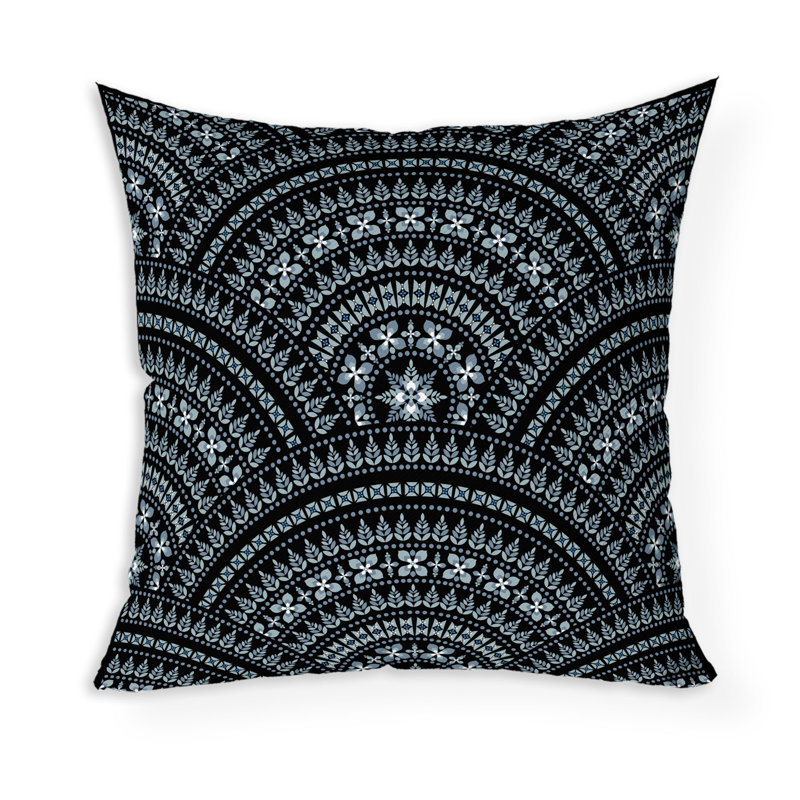 Coussin décoratif intérieur / extérieur Gridlock Glamour, Blue/Black, 16"H x 16"W