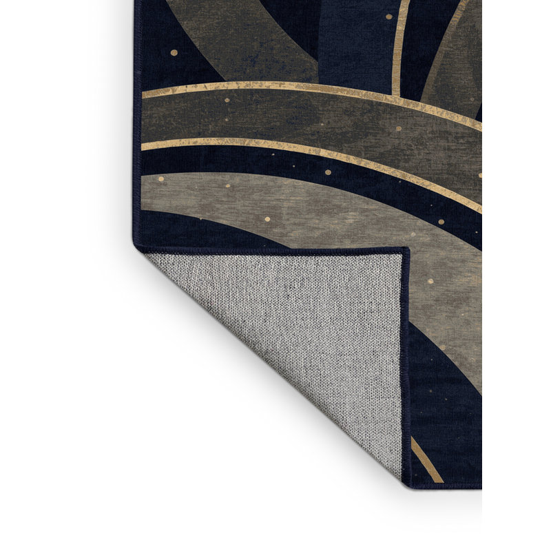 Tapis art déco lavable à la machine gris Arry, 5 x 8