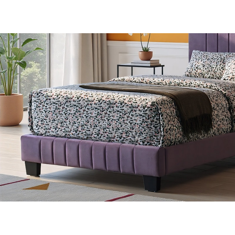 Lit simple en velours mauve Valletta, Lit simple, Mauve