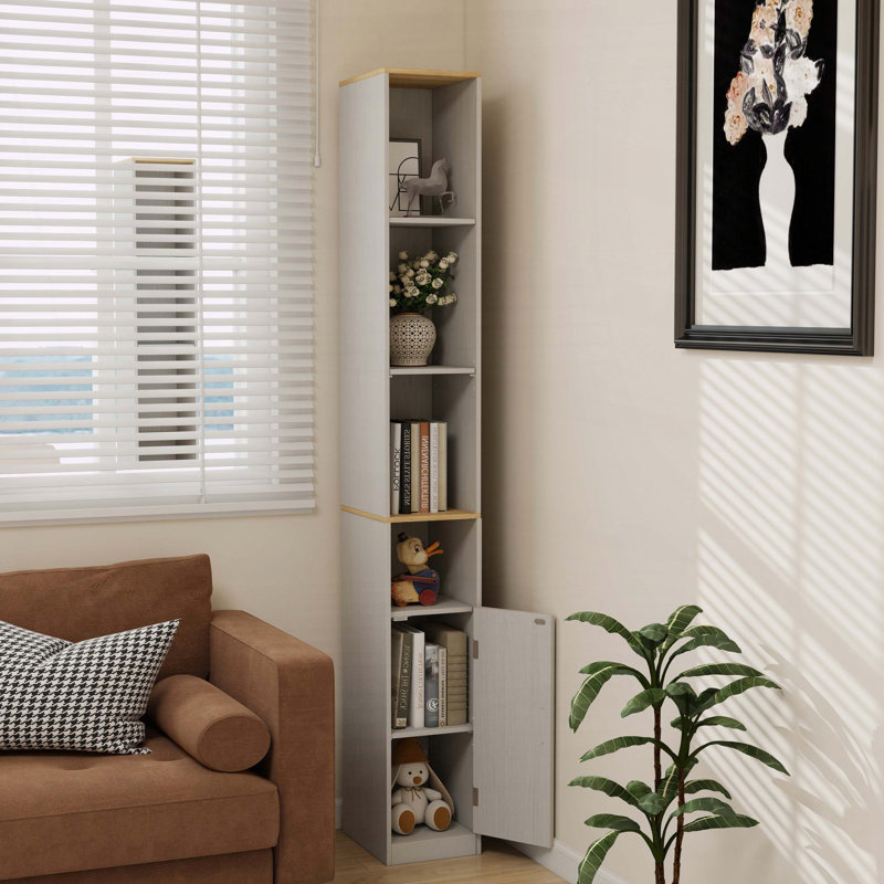 72" Tall Slim Storage Cabinet with 6-Tier Shelves and Anti-Tip Design