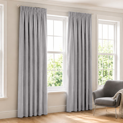 Kensington Homeware Blackout Thermal Room Darkening Pencil Pleat Window Curtain Pair  