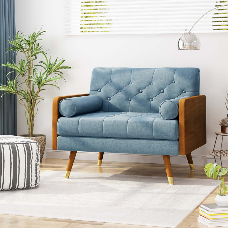 Fauteuil club, design moderne Mid-Century, Bleu