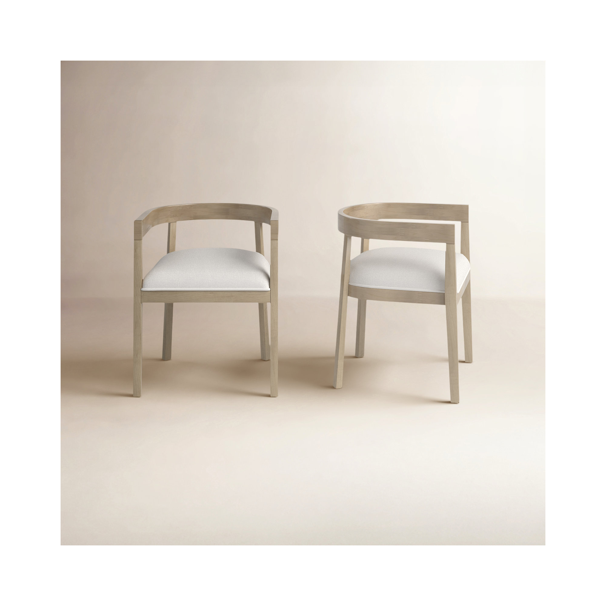 Daney Barrel Back Dining Chair, Beige Polyester Blend, Light Ash