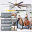 Ventilateur de plafond 60 pales 60 po pour l'intérieur en bois massif à double face avec lumière DEL, télécommande et support pour moteur à courant continu, noir et noyer avec or-1595886324-1595886333-1595886327