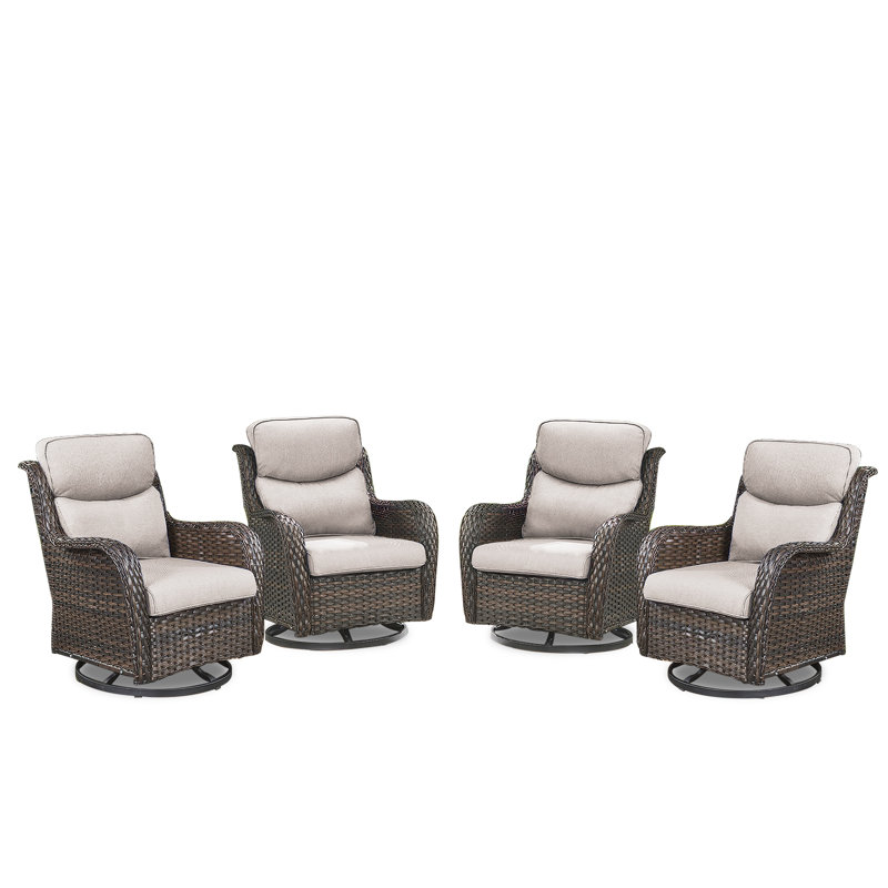 Fauteuil oscillant pivotant en osier avec coussins pour 4 personnes Smile Group, Beige, Brun