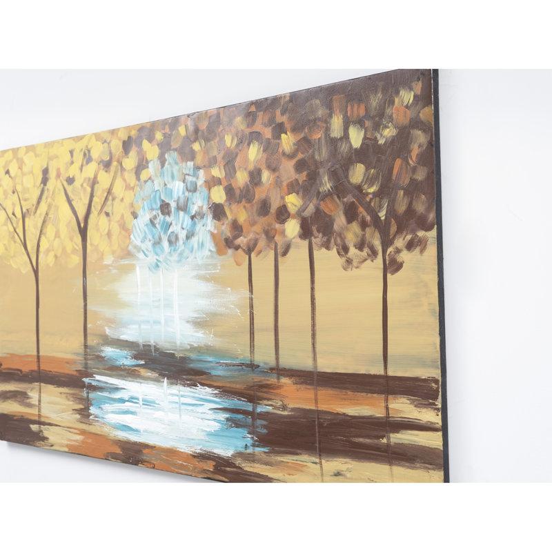 Magnifique toile murale jaune moutarde, 47 po x 27 po, peinte à la main pour un magnifique thème d'automne,