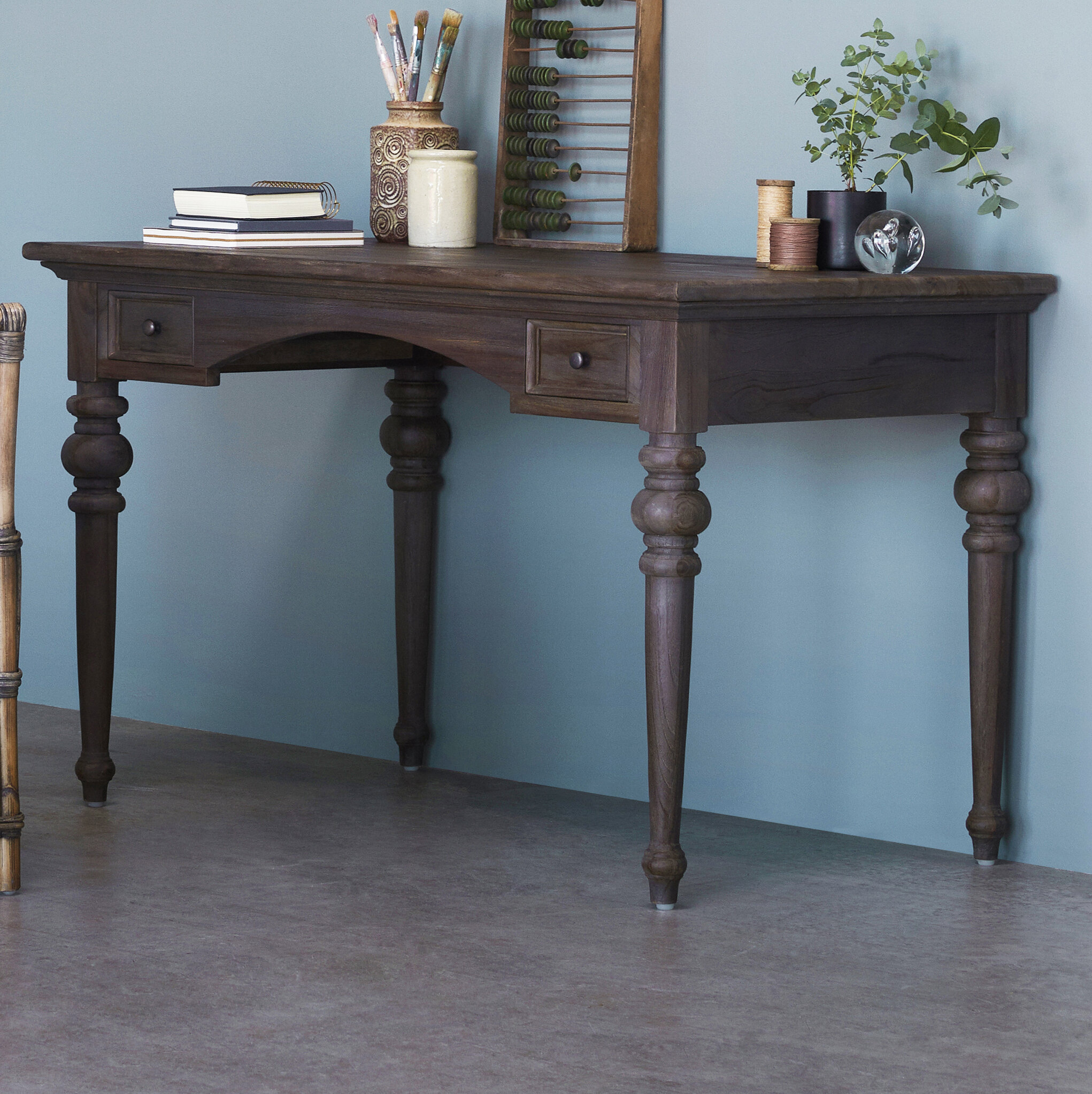 Elle D cor Dani 47 W Writing Desk Old World Rustic PineDusk Gray