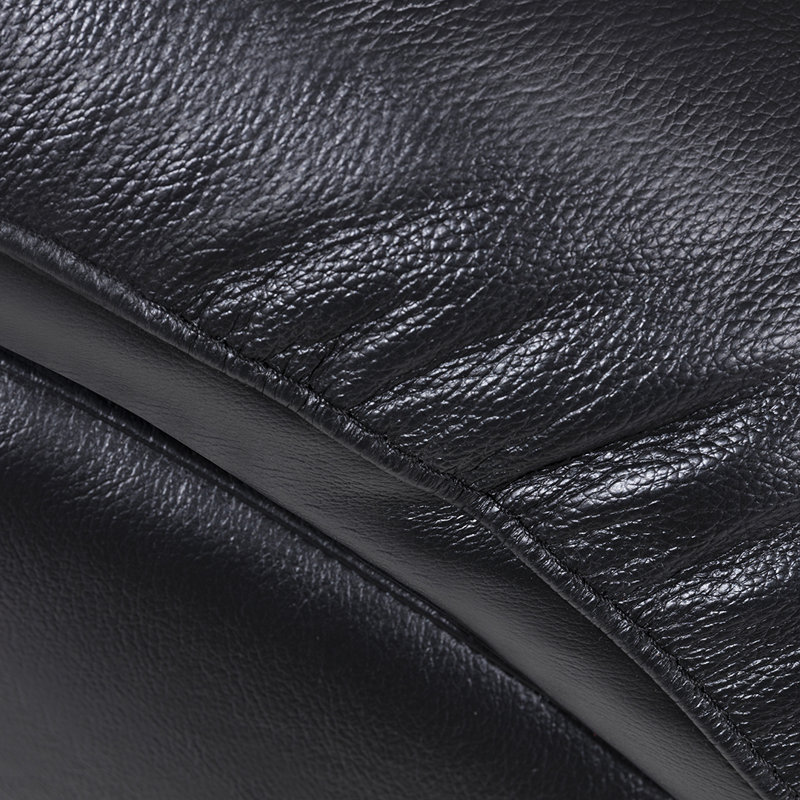 Holborn Leather Sofa, Black Genuine Leather, 37" H x 86" W x 39" D
