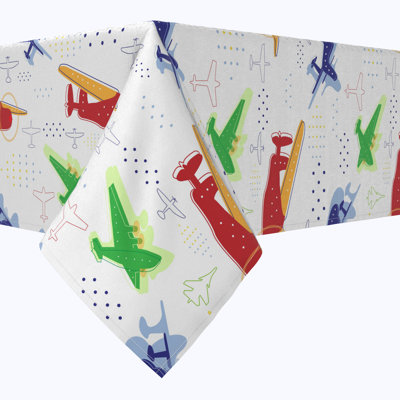 Rectangular Tablecloth, 100% Cotton, 52X120", Airplane Design