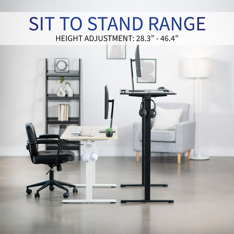 White 55" Electric Adjustable Height Standing Desk with Memory Controller