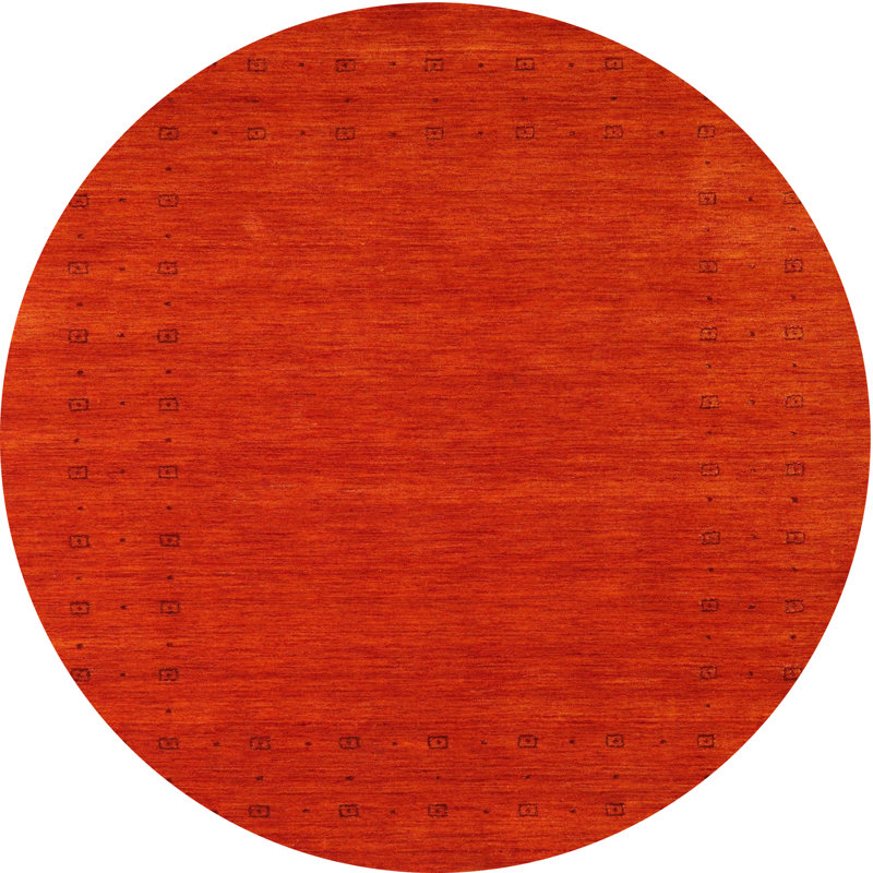 Tapis de zone orange contemporaine, Rond 5 pi